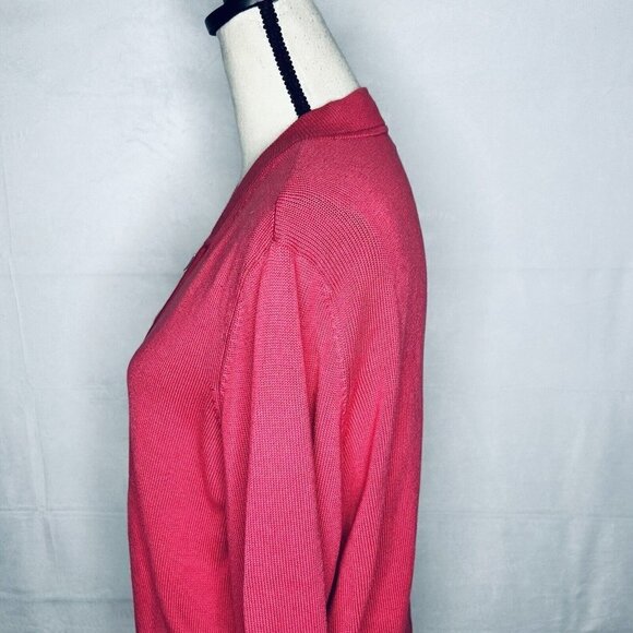 Talbots Full-Zip Cardigan Sweater Mercerized Cotton Pink Long-Sleeve Sz XL - Picture 6 of 8
